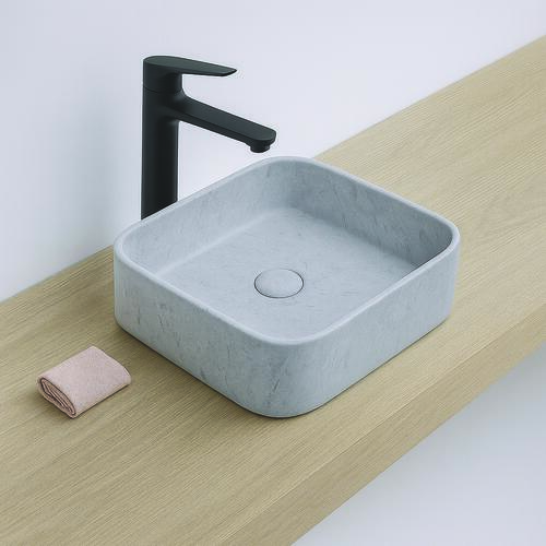 Vasque rectangle à poser LYS en céramique 37 x 37 x 11 cm - béton